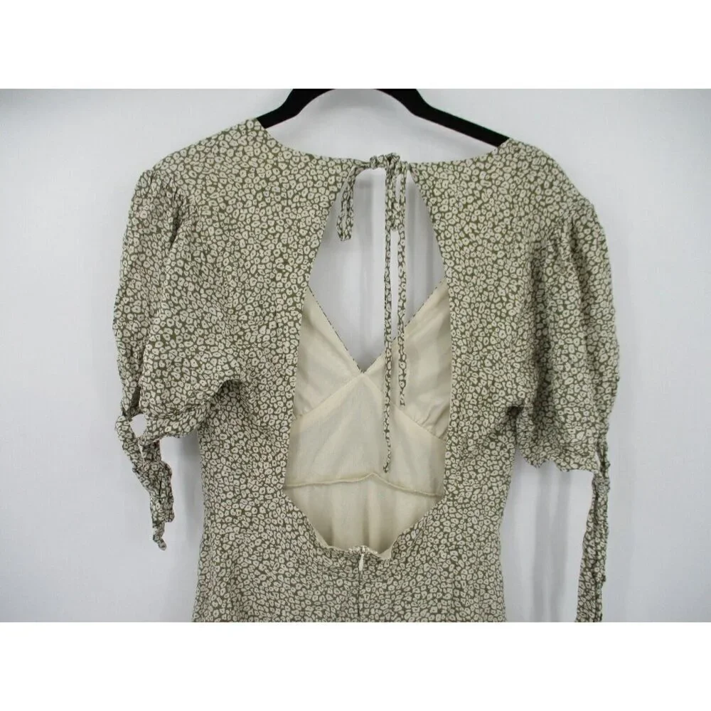 Lulus Womens Dress Small V Neck Open Back Lined Short Sleeves Casual Preppy New